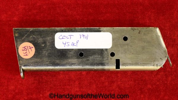 Colt, 1911, .45acp, Magazine, Clip, WWI, Era, WW1, Mag, Original, Collectible, 45, .45, acp, auto, Handgun, Pistol, Hand gun, American, Americana, USA