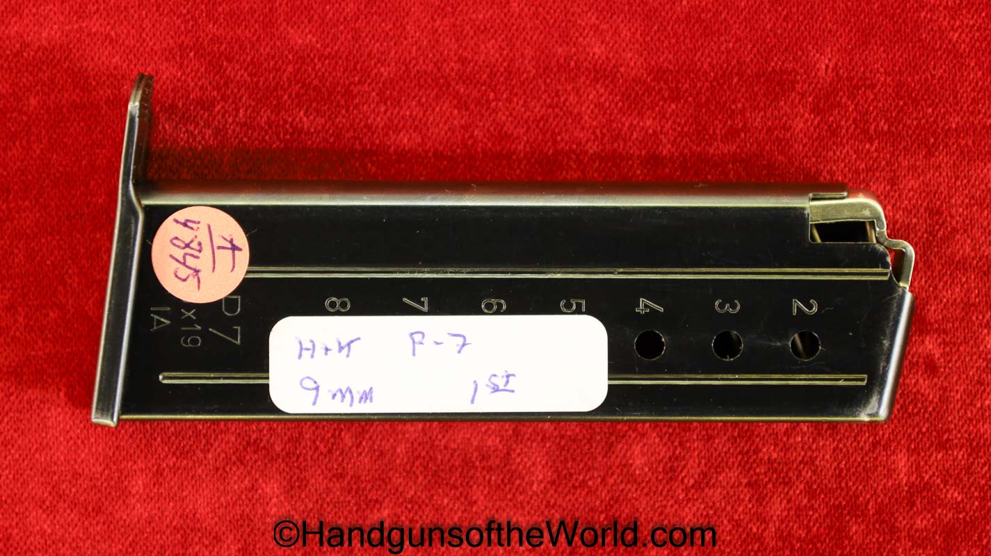 H&K, P-7, 9mm, 1st Type, Magazine, Clip, P7-9x19-IA, Mag, Original, Collectible, German, Germany, P7, P.7, P 7, 1st, First, Type, Pattern, Heckler & Koch