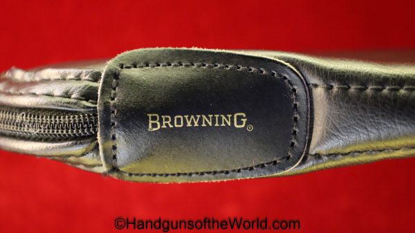 Browning, 1922, Pouch, Black, vinyl, with red felt lining, Red, Felt, Original, Handgun, Pistol, Hand gun, Vintage, Old, Period, Real, American, USA