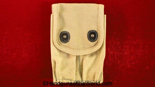 Colt, 1911, Double, Magazine, Pouch, Dated, 1918, Tan, canvas, R-H Long, Original, Collectible, Mag, Clip, Handgun, Pistol, 1911A1, 45, .45, USA, WWI, WW1