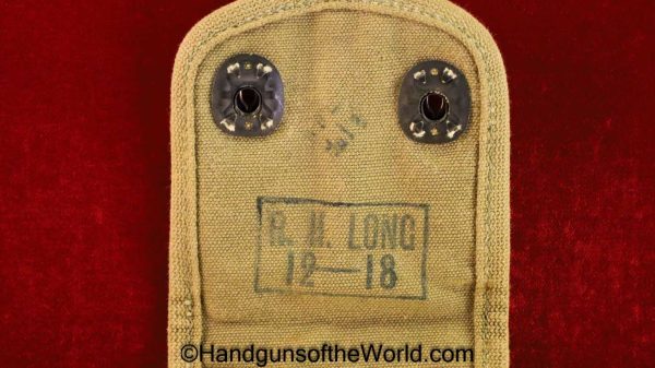 Colt, 1911, Double, Magazine, Pouch, Dated, 1918, Tan, canvas, R-H Long, Original, Collectible, Mag, Clip, Handgun, Pistol, 1911A1, 45, .45, USA, WWI, WW1