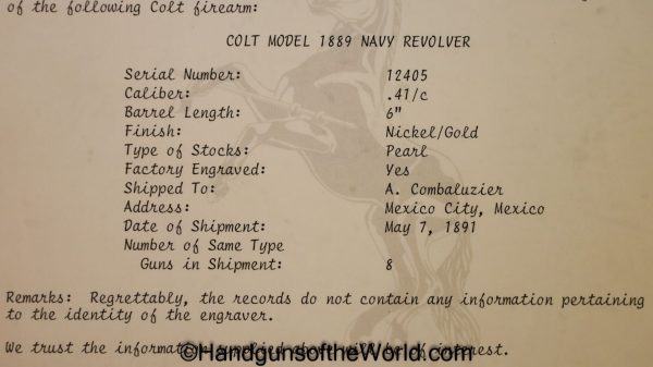 Colt Model 1889 Navy Revolver, .41 caliber with Porfirio Diaz Entourage Provenance - Image 49