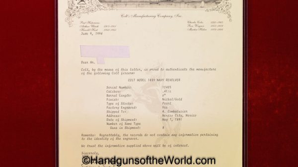 Colt Model 1889 Navy Revolver, .41 caliber with Porfirio Diaz Entourage Provenance - Image 50