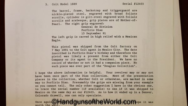 Colt Model 1889 Navy Revolver, .41 caliber with Porfirio Diaz Entourage Provenance - Image 51