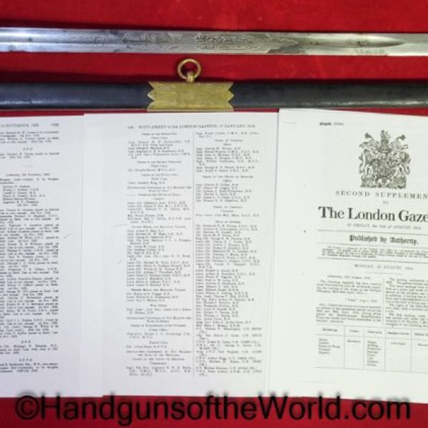 British, Naval Officers, Sword, HW Wyld, Captain of the HMS Pincher, J.Gieve & Sons, Original, Collectible, with Provenance, HMS Pincher, Wyld, Pincher
