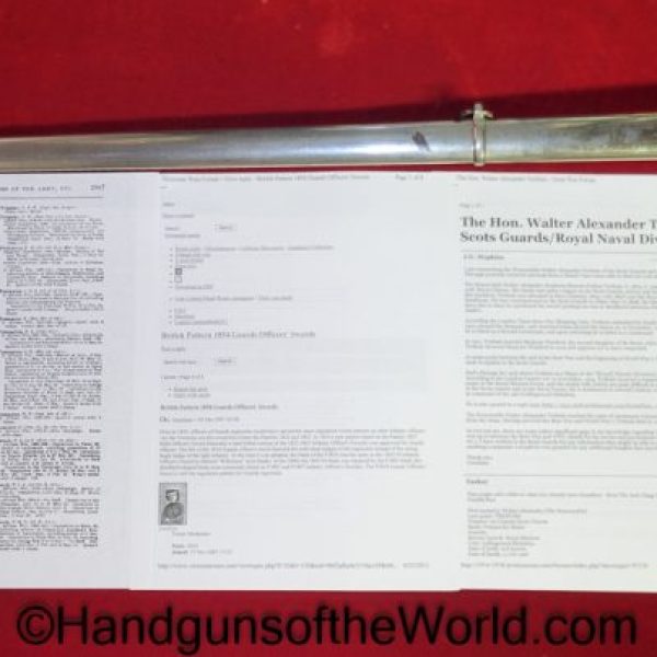 Wilkinson, Scots Guard, Sword, Provenance, Original, British, Britain, UK, United Kingdom, England, English, Collectible, Trefusis, Henry Walter Hepburn Forbes