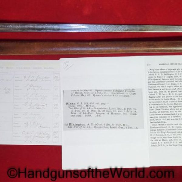 Wilkinson, Regulation Infantry, Sword, Royal Irish Fusiliers, Provenance, Clarence John Elkan, British, Britain, Original, Collectible, Historic, Elkan