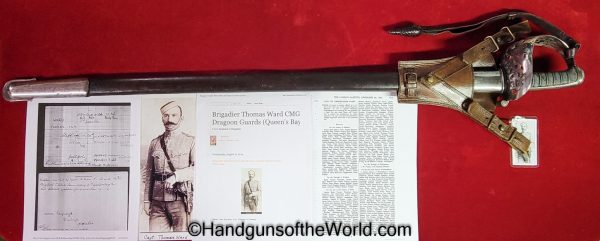 Dragoon Guard, Sword, with Provenance, Brigadier General, Thomas, Ward, Original, British, Britain, UK, United Kingdom, England, English, Collectible