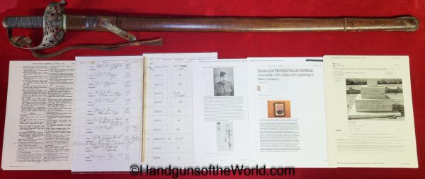 Charles William Hugh, Cavendish, 17th, Lancers, Wilkinson, Calvary, Sword, Boer War, KIA, Provenance, British, Britain, Original, Collectible, Historic