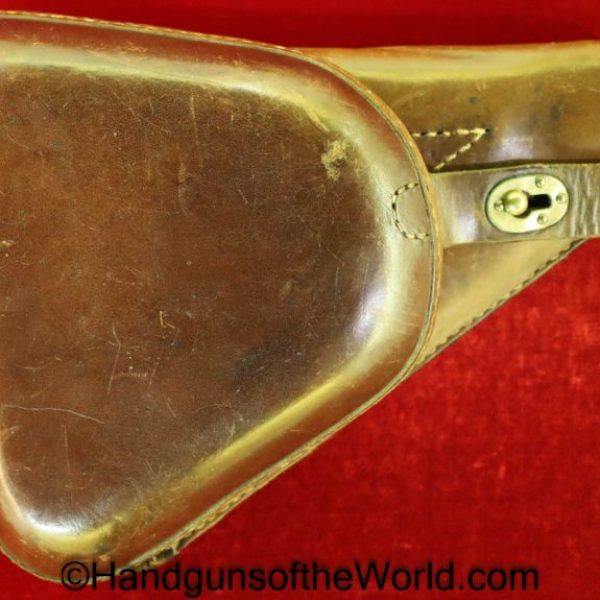 Nambu, Type 14, Holster, Brown, leather, clam shell, pattern, with brass fittings, Brass, Clamshell, Original, Collectible, Japan, Japanese, Handgun, Pistol