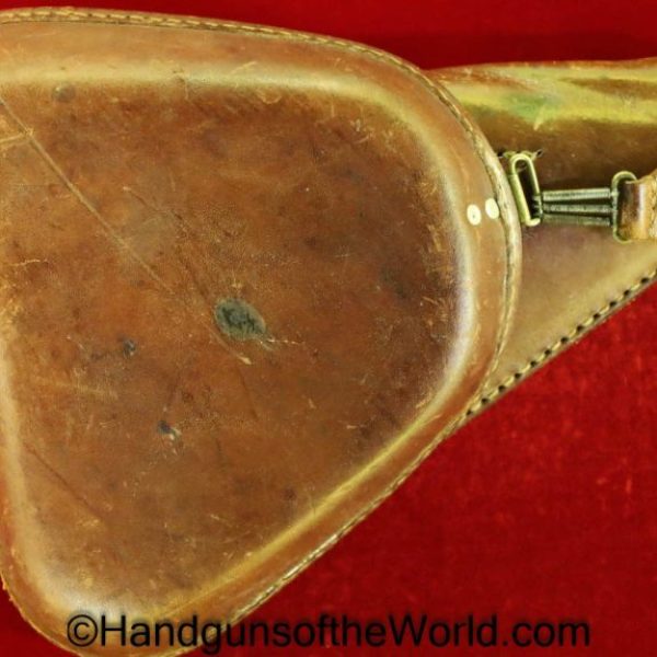 Nambu, Type 14, Holster, brown, leather, clamshell, with brass fittings, Brass, Original, Collectible, Japan, Japanese, WWII, WW2, Type, 14, Handgun, Pistol