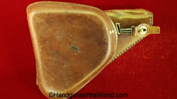 Nambu, Type 14, Holster, brown, leather, clamshell, with brass fittings, Brass, Original, Collectible, Japan, Japanese, WWII, WW2, Type, 14, Handgun, Pistol