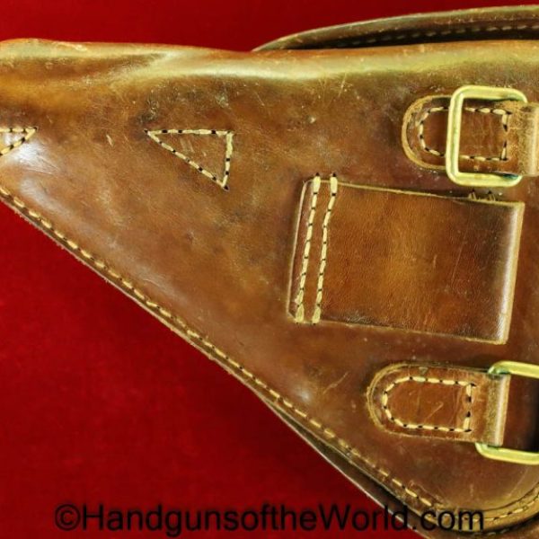 Nambu, Type 14, Holster, brown, leather, clamshell, with brass fittings, Brass, Original, Collectible, Japan, Japanese, WWII, WW2, Type, 14, Handgun, Pistol