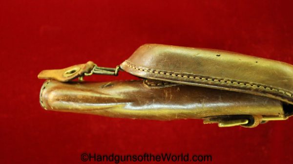 Nambu, Type 14, Holster, brown, leather, clamshell, with brass fittings, Brass, Original, Collectible, Japan, Japanese, WWII, WW2, Type, 14, Handgun, Pistol