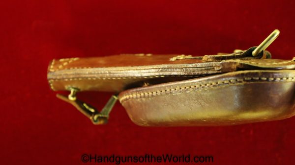 Nambu, Type 14, Holster, brown, leather, clamshell, with brass fittings, Brass, Original, Collectible, Japan, Japanese, WWII, WW2, Type, 14, Handgun, Pistol
