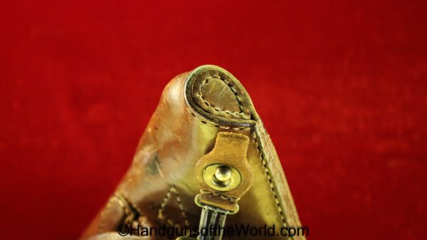 Nambu, Type 14, Holster, brown, leather, clamshell, with brass fittings, Brass, Original, Collectible, Japan, Japanese, WWII, WW2, Type, 14, Handgun, Pistol