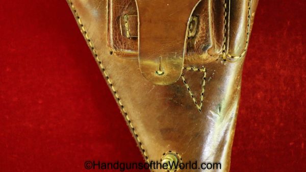 Nambu, Type 14, Holster, brown, leather, clamshell, with brass fittings, Brass, Original, Collectible, Japan, Japanese, WWII, WW2, Type, 14, Handgun, Pistol
