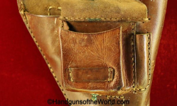 Nambu, Type 14, Holster, brown, leather, clamshell, with brass fittings, Brass, Original, Collectible, Japan, Japanese, WWII, WW2, Type, 14, Handgun, Pistol