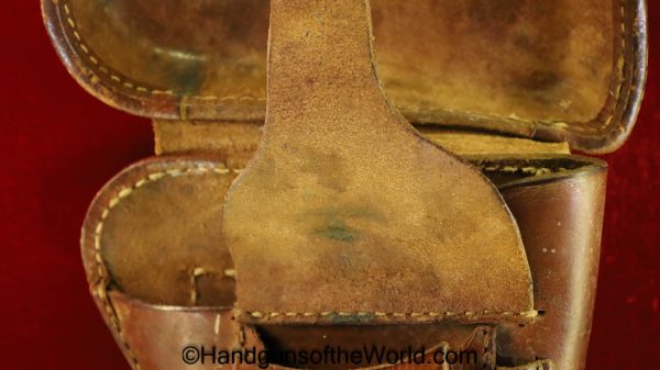 Nambu, Type 14, Holster, brown, leather, clamshell, with brass fittings, Brass, Original, Collectible, Japan, Japanese, WWII, WW2, Type, 14, Handgun, Pistol