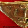 Nambu, Type 14, Holster, Brown, leather, clam shell, with brass fittings, Brass, Original, Collectible, Handgun, Pistol, Clamshell, Japan, Japanese, WWII