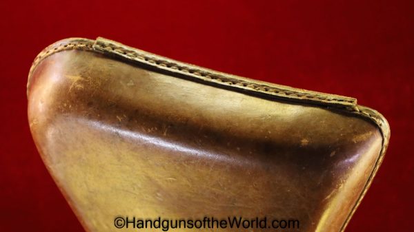 Nambu, Type 14, Holster, Brown, leather, clam shell, with brass fittings, Brass, Original, Collectible, Handgun, Pistol, Clamshell, Japan, Japanese, WWII