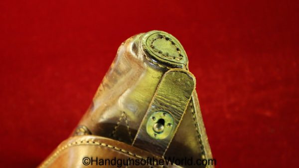 Nambu, Type 14, Holster, Brown, leather, clam shell, with brass fittings, Brass, Original, Collectible, Handgun, Pistol, Clamshell, Japan, Japanese, WWII