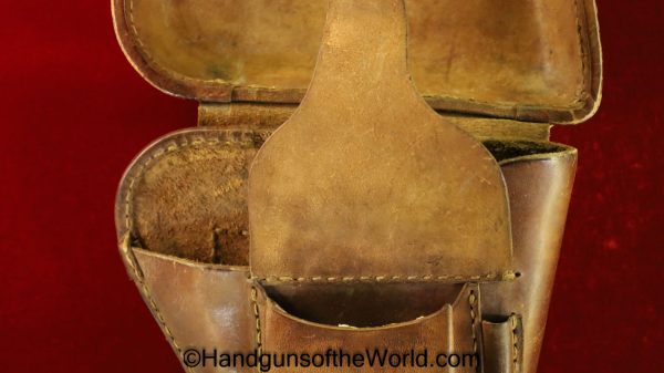Nambu, Type 14, Holster, Brown, leather, clam shell, with brass fittings, Brass, Original, Collectible, Handgun, Pistol, Clamshell, Japan, Japanese, WWII