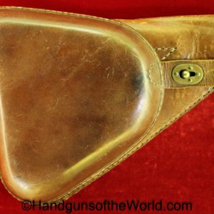 Nambu, Type 14, Holster, Brown, leather, clamshell, pattern, with brass fittings, Brass, Original, Collectible, Japan, Japanese, WWII, WW2, Handgun, Pistol