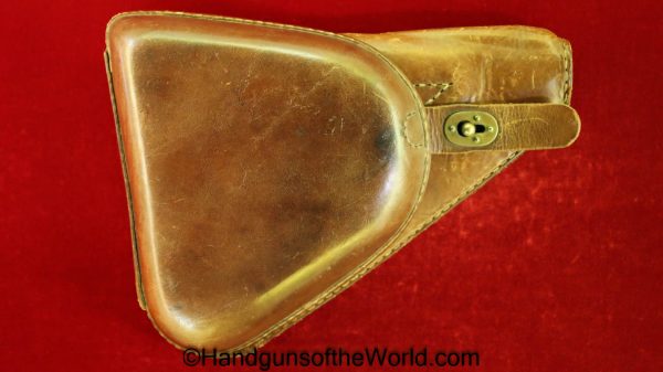 Nambu, Type 14, Holster, Brown, leather, clamshell, pattern, with brass fittings, Brass, Original, Collectible, Japan, Japanese, WWII, WW2, Handgun, Pistol