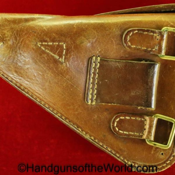 Nambu, Type 14, Holster, Brown, leather, clamshell, pattern, with brass fittings, Brass, Original, Collectible, Japan, Japanese, WWII, WW2, Handgun, Pistol