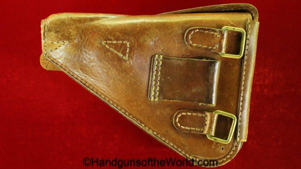 Nambu, Type 14, Holster, Brown, leather, clamshell, pattern, with brass fittings, Brass, Original, Collectible, Japan, Japanese, WWII, WW2, Handgun, Pistol