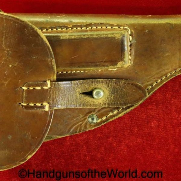 Ortgies, Pocket, Holster, A.F. Stoeger, Retailer Marked, German, general purpose pattern,  brown, leather, Stuttgart, 1918, Germany, Original, Collectible