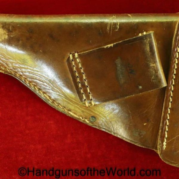 Ortgies, Pocket, Holster, A.F. Stoeger, Retailer Marked, German, general purpose pattern,  brown, leather, Stuttgart, 1918, Germany, Original, Collectible