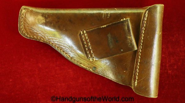 Ortgies, Pocket, Holster, A.F. Stoeger, Retailer Marked, German, general purpose pattern, brown, leather, Stuttgart, 1918, Germany, Original, Collectible