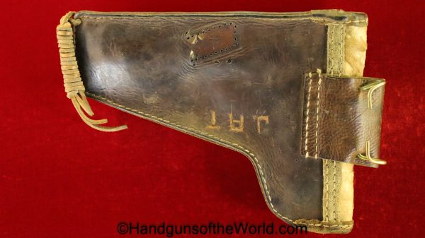 Steyr, Hahn, 1911, Holster, 1912, Steyr Hahn, repurposed, brown, leather, with a deer hide lid, Original, Collectible, Austrian, WWI, WW1, Austria, Deer