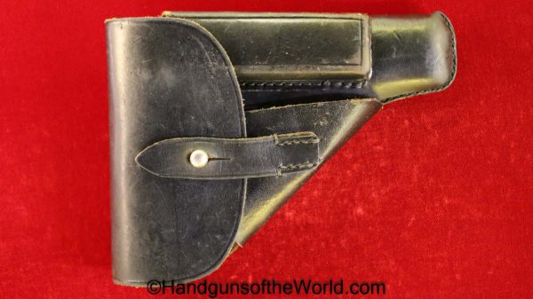 Walther, PP, Holster, German, WWII, WW2, Germany, Original, Collectible, Black, leather, breakaway, HSU 44, hsu, 44, 1944, Handgun, Pistol, Break away