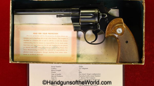 Colt, Trooper, .357 Magnum, Target Model, with Box, Handgun, Revolver, C&R, Collectible, 1966, Target, Model, .357, 357, Mag, Magnum, Boxed, Lettered