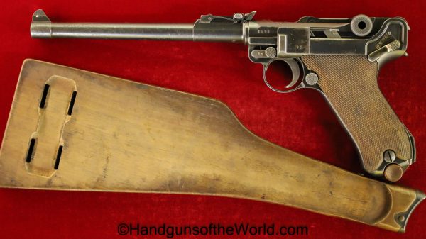 Luger, LP.08, DWM, 1917, Artillery, 9mm, German, WWI, with an Original Stock, WW1, Germany, Handgun, Pistol, C&R, Collectible, Original Stock, Stocked, LP08