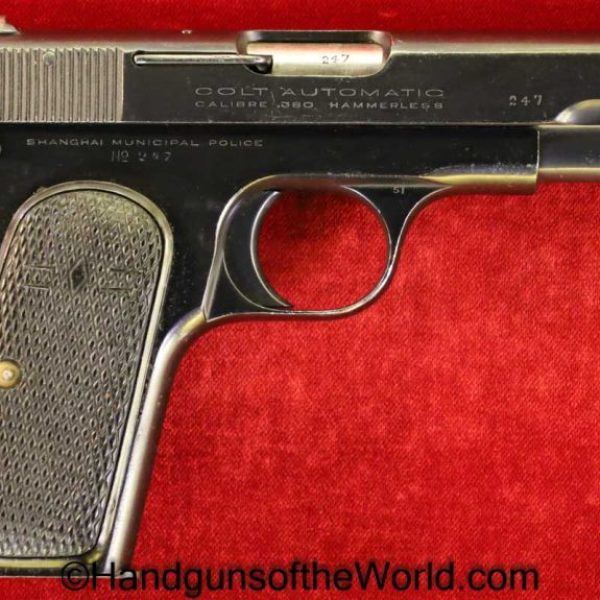 Colt, 1908, .380, Shanghai Municipal Police, Handgun, Pistol, C&R, Collectible, China, Chinese, Shanghai, 380, acp, auto, Pocket, Hammerless, Model, Police