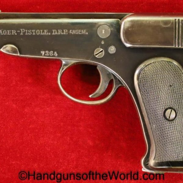 Jager, Pistole, Pocket, 7.65mm, German, WWI, WW1, Germany, Handgun, Pistol, C&R, Collectible, 32, .32, acp, auto, 7.65, Jaeger, Jager Pistol, Jaeger Pistol