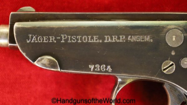 Jager, Pistole, Pocket, 7.65mm, German, WWI, WW1, Germany, Handgun, Pistol, C&R, Collectible, 32, .32, acp, auto, 7.65, Jaeger, Jager Pistol, Jaeger Pistol