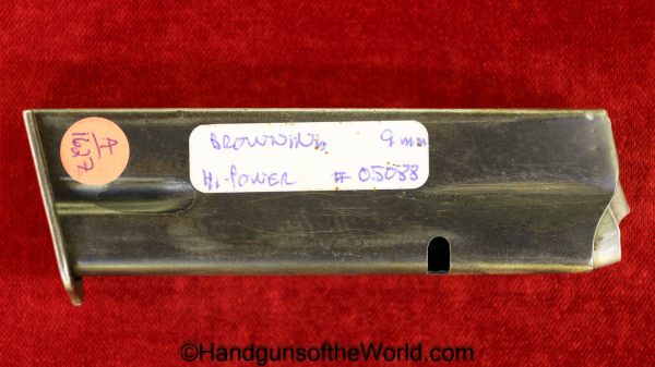 FN, Browning, High Power, 9mm, #05088, Magazine, Clip, Mag, Original, Collectible, aluminum follower, 05088, Handgun, Pistol, Hand gun, BHP, Hi Power