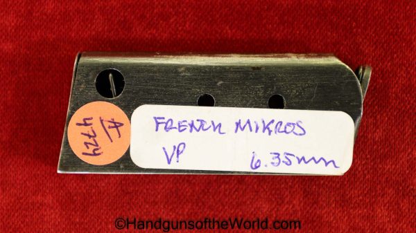 Mikros, VP, 6.35mm, Magazine, Clip, Mag, Original, Collectible, Unique, Vest Pocket, French, France, Hand gun, Pistol, Handgun, 6.35, 25, .25, acp, auto