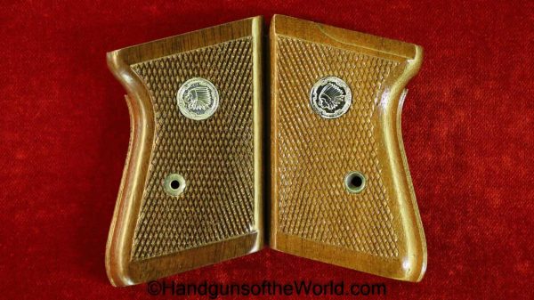 Indian Arms, PPk, Grips, 380 Automatic, 380, .380, Automatic, Auto, Original, Collectible, Pair, Set, Wood, Handgun, Pistol, Hand gun, Indian, Arms, USA