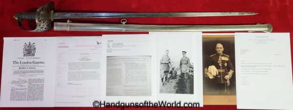 Wilkinson, 1895, Infantry, Sword, with WWI Provenance, Original, Collectible, British, English, WWI, WW1, Captain Henry Leycester Croker, Croker, General