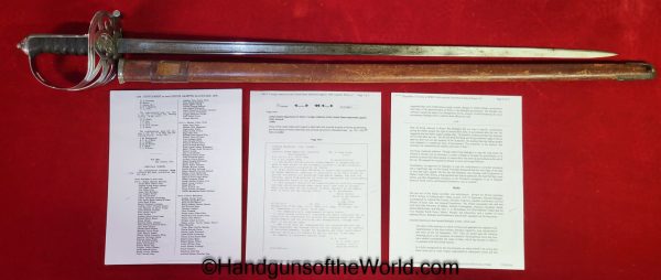 Wilkinson, Infantry, Sword, with Major General Richardson, Provenance, Original, Collectible, English, British, Major, General, Richardson, UK, Historic