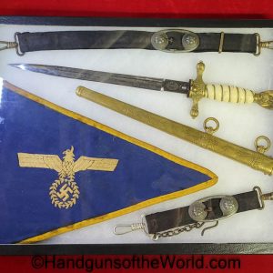 German, Navy, Officers, Dagger, 2nd Model, with Pennant, FW Holler-Solingen, FW Holler, Original, Collectible, Germany, WWII, WW2, Kriegsmarine, Naval