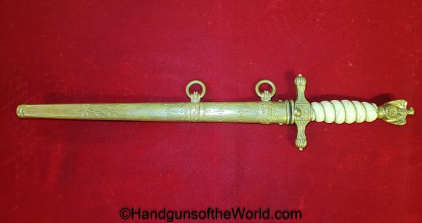 German, Navy, Officers, Dagger, 2nd Model, with Pennant, FW Holler-Solingen, FW Holler, Original, Collectible, Germany, WWII, WW2, Kriegsmarine, Naval