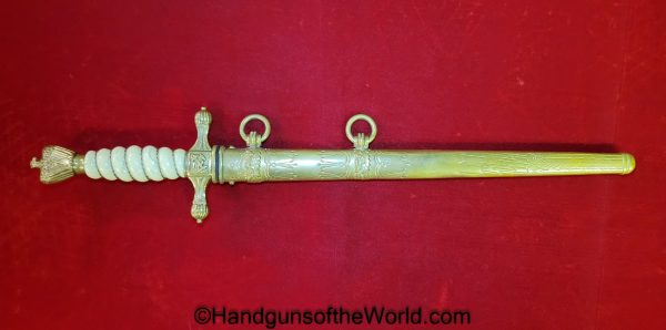 German, Navy, Officers, Dagger, 2nd Model, with Pennant, FW Holler-Solingen, FW Holler, Original, Collectible, Germany, WWII, WW2, Kriegsmarine, Naval