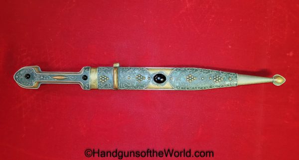 Mid Eastern, Dagger, Nicely Embellished, Embellished, Original, Collectible, Middle Eastern, Mid, East, Eastern, Middle, Brass, Nickel, Silver, Knife